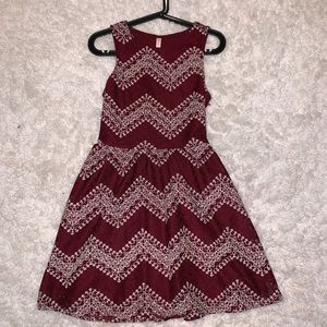 Maroon dress with white lace